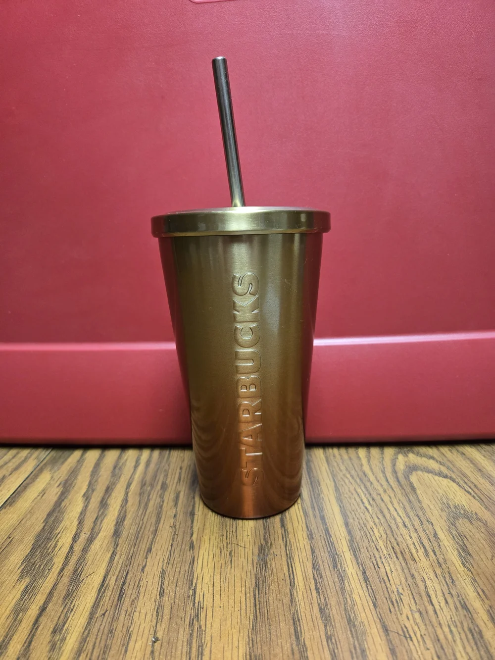 Starbucks Metallic Copper Tumbler with Straw.